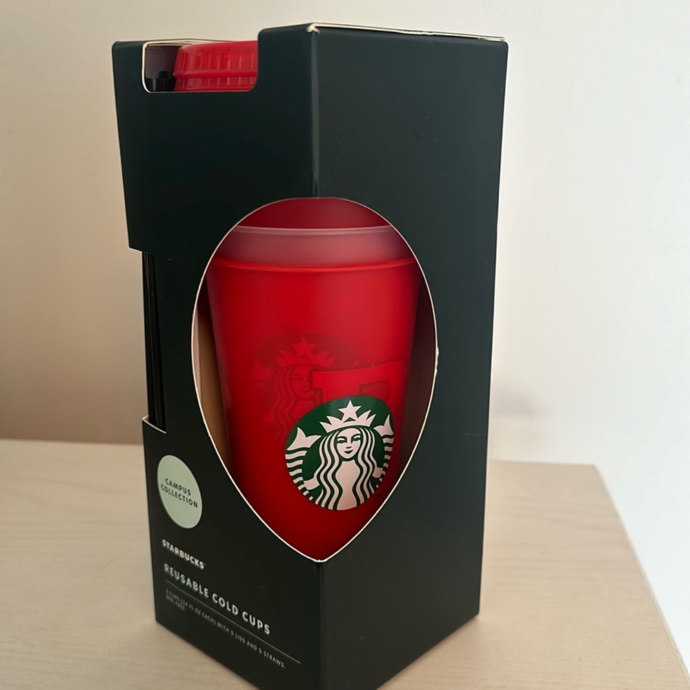 Starbucks Rutgers version reusable cold cups ❤️